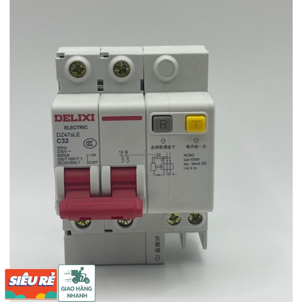 Aptomat Chống giật chống rò DELIXI 2P 32A DZ47sLE
