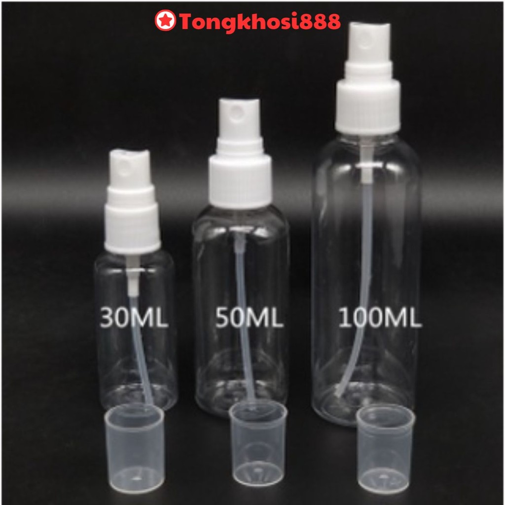 PVN43674 Chai xịt phun sương, lọ chiết mỹ phẩm,dung dịch sát khuẩn trong suốt dung tích 30ml - 50ml - 100ml