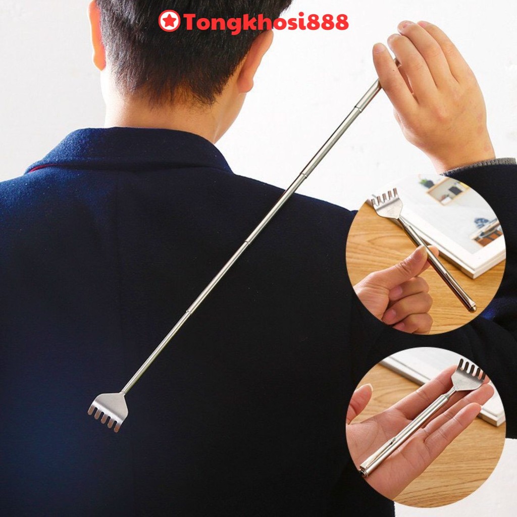 PVN61557 Set 2 Cây Gãi Lưng Inox Kéo Dài Rút Gọn 50Cm - Tay Dụng Cụ Đồ Gãi Ngứa Siêu Đỉnh