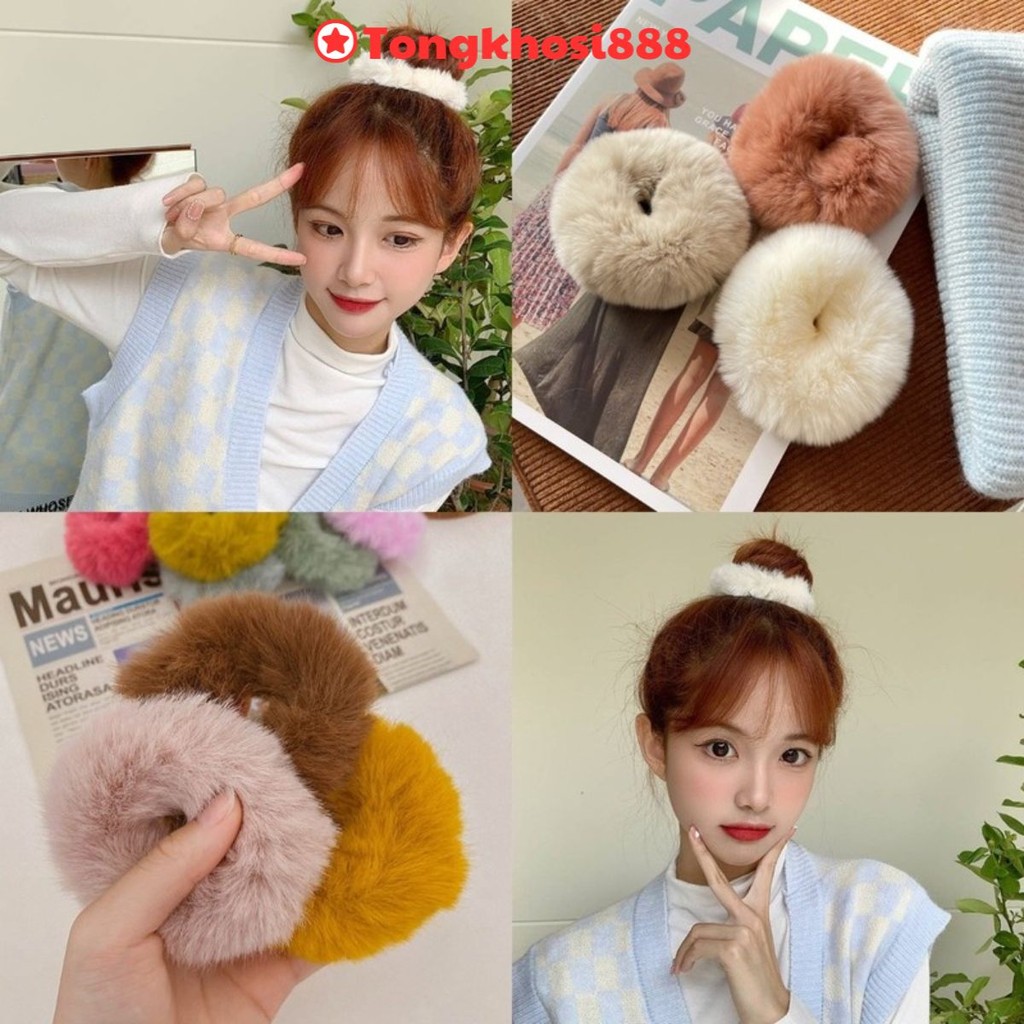 PVN62409 Set 2 Dây buộc tóc scrunchies, đồ cột tóc dây buộc tóc scrunchies, dây buộc tóc đa năng T88