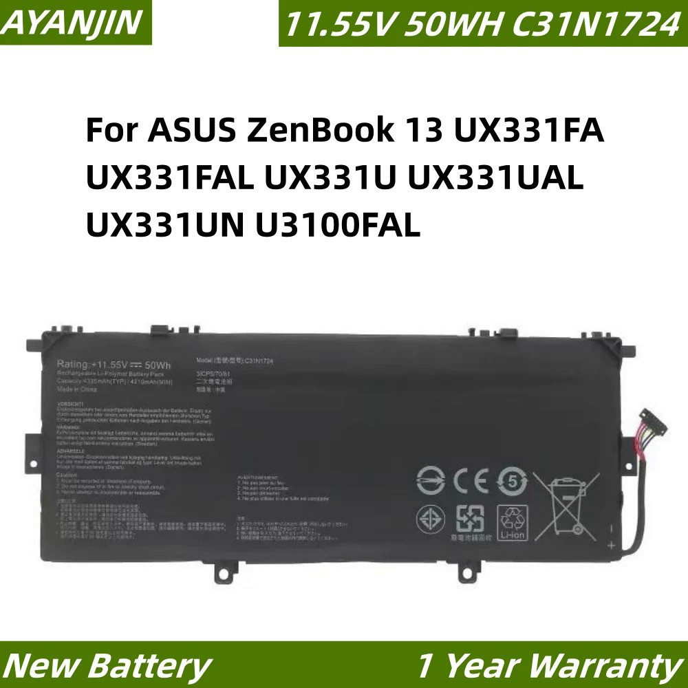 C31n1724 11.55V 50Wh Pin máy tính xách tay cho Asus Zenbook 13 ux331fa ux331fal ux331u ux331ual ux33