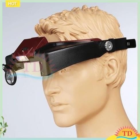 [FREE SHIP => 50K ] Kính lúp đội đầu zoom 1,5 lần, 3x, 8.5x, 10x, có đèn [viền đỏ 81007A]
