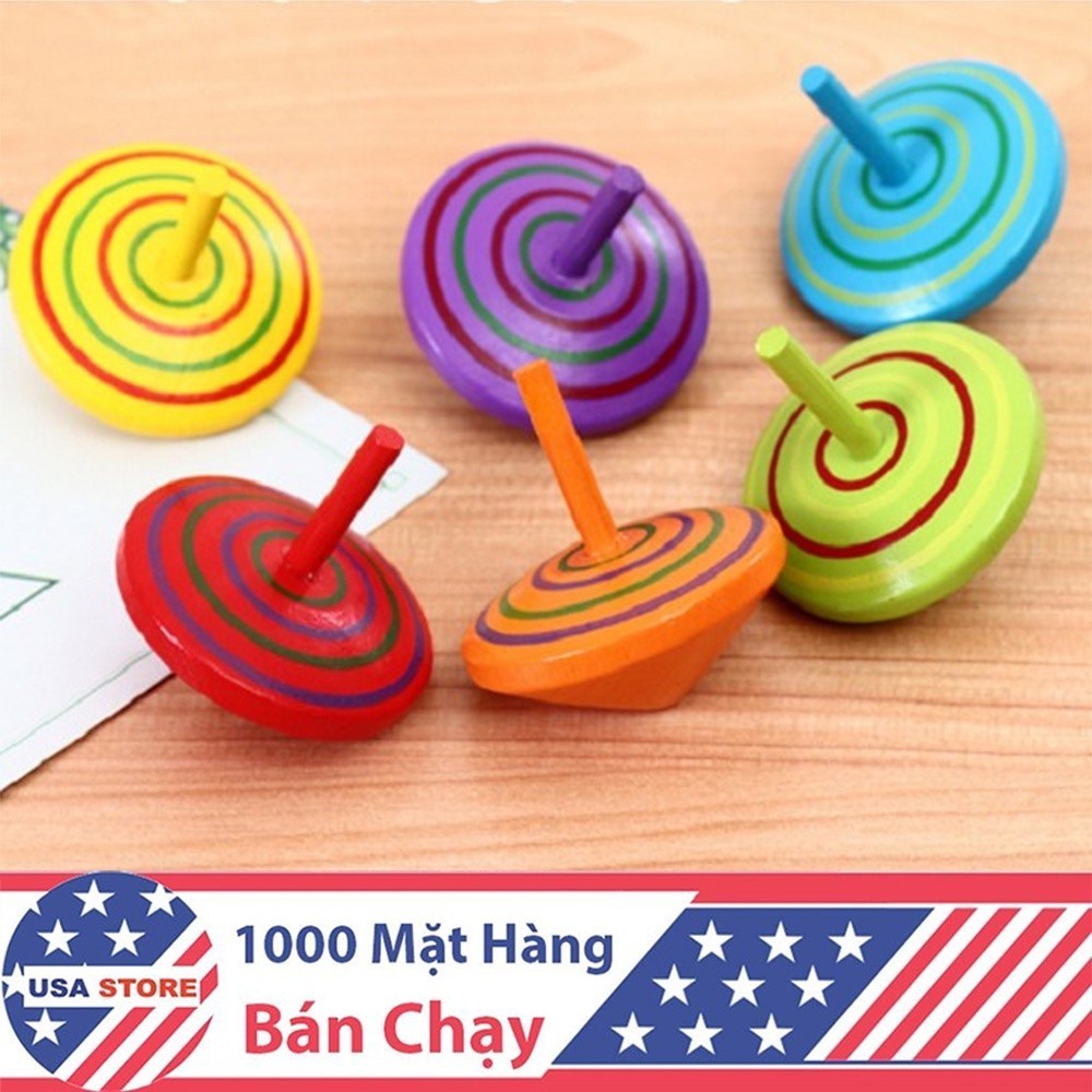 Combo 2 Đồ Chơi Con Cù Con Quay Bằng Gỗ Cho Bé