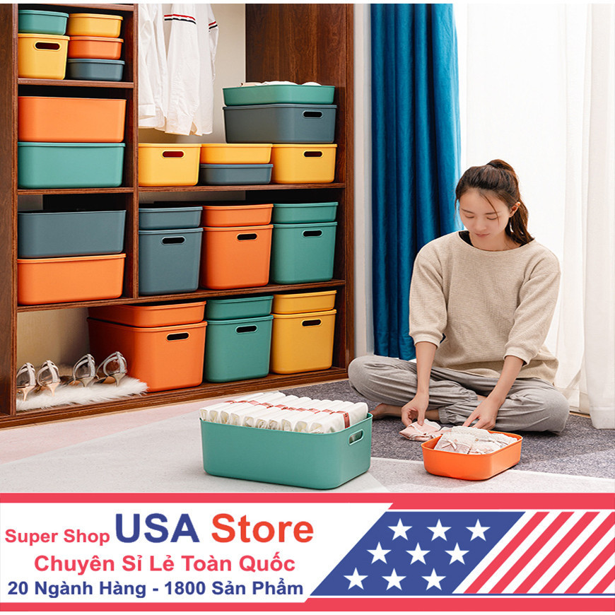[Hàng Nhập Khẩu] Khay Nhựa Đựng Đồ Xịn K9 Đa Năng - Hộp Có Tay Cầm Nhiều Màu Tiện Dụng Cao Cấp