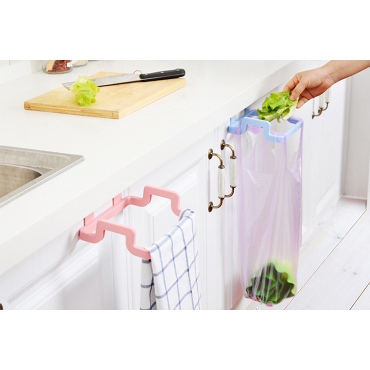 Khung Treo Móc Túi Rác Gài Tủ Bếp - Treo Khăn T123 Tiện Dụng - Vệ Sinh Nhà Bếp