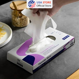 Hộp 100 Găng Tay Cao Su TPE, Bao Tay Siêu Dai Dùng 1 Lần Làm Bếp Nấu Ăn Vệ Sinh