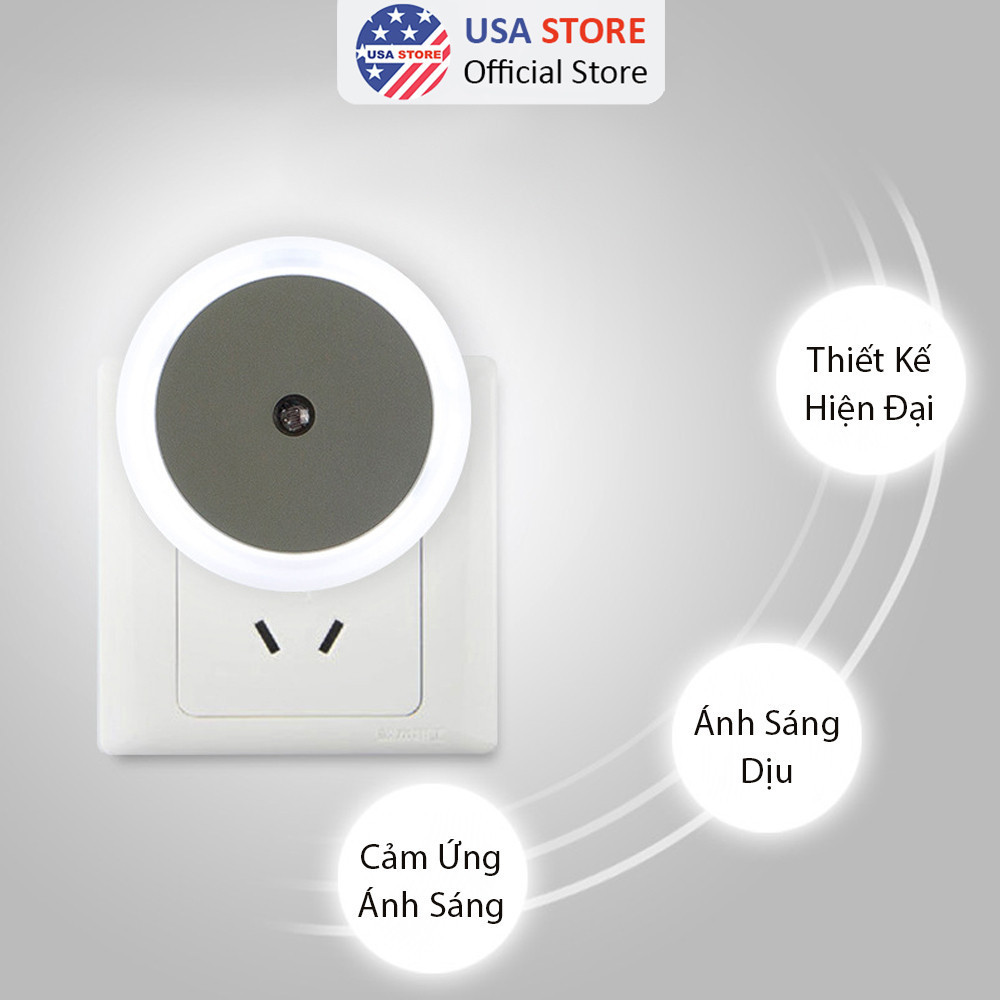 Đèn Ngủ Cảm Ứng Ánh Sáng Kiểu Vòng Tròn, Tự Động Bật Vào Buổi Tối - Bảo Hành 1 Tháng