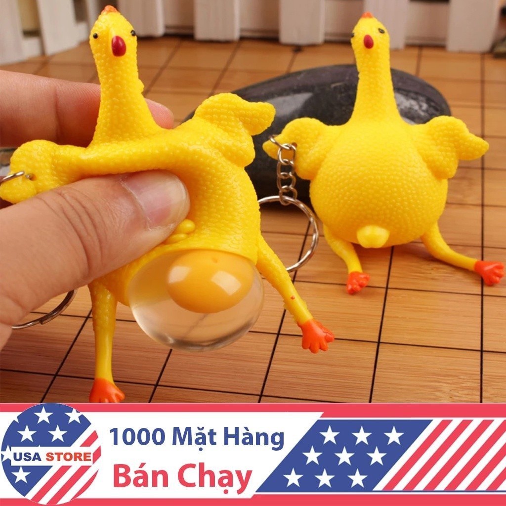 Móc Chìa Khóa Gà Đẻ Trứng Thú Vị - Bóp Tay Biến Thái - Bộ Sản Phẩm Đồ Bóp Giảm Stress