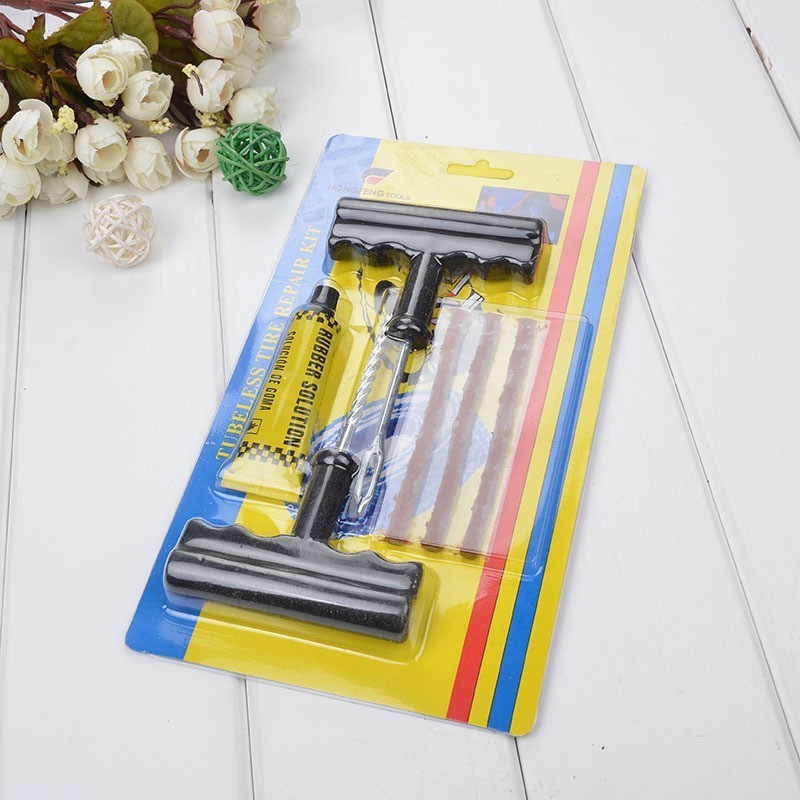 Bộ Vá Lốp Ô Tô, Xe Máy Không Săm Nhỏ Gọn Kèm Cao Su Non (4 Bước Đơn Giản)