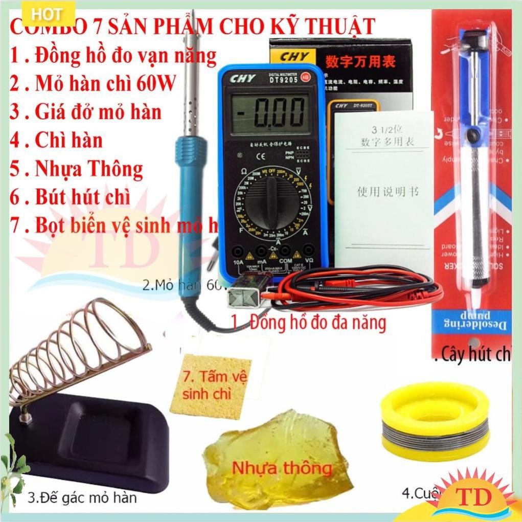 [FREE SHIP => 50K ] Đồng hồ đo vạn năng CHY DT9205A + 6 món kỹ thuật hàn