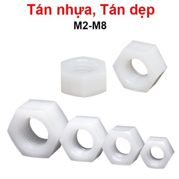 [SALE SỐC] (20 Cái) đai ốc, tán dẹp, tán Ecu nhựa trắng M2-M8