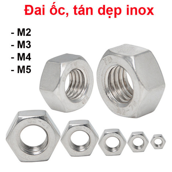 [SALE SỐC] (20 Cái) Đai Ốc, Tán Dẹp, Tán Ecu M2-M6 inox 304