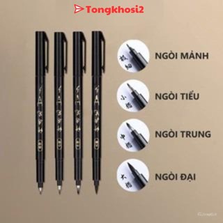  PVN63537 Bút viết thư pháp chữ Hán Calligraphy Deli - brush pen nhiều kích cỡ ngòi có thể đổ thêm mực tongkhosi2 