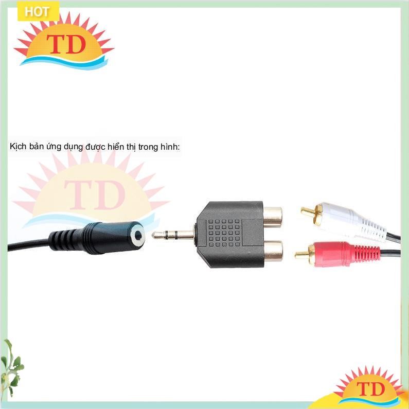 Đầu chuyển audio 1 đầu 3.5mm ra 2 đầu cái AV bông sen | Jack av
