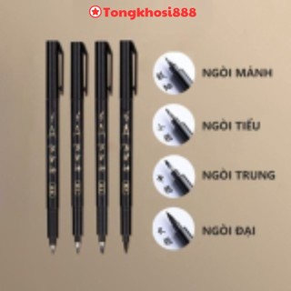  PVN63537 Bút viết thư pháp chữ Hán Calligraphy Deli - brush pen nhiều kích cỡ ngòi có thể đổ thêm mực 