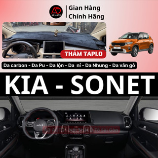 Thảm taplo KIA SONET, thảm phủ taplo ô tô chất liệu da carbon, da lộn, nhung, da vân gỗ, nhung lông cừu, AD AUTO