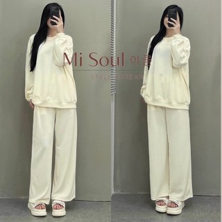 Bộ thu đông dài nỉ tăm quần suông phom to rộng
