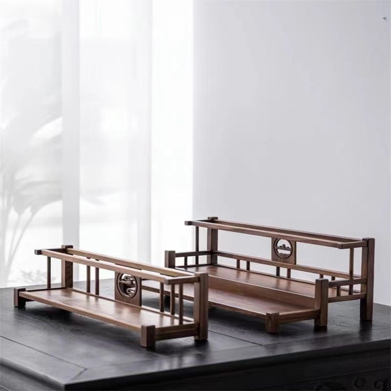 Bộ Đồ Trang Trí Nhỏ Bằng Gỗ Óc Chó Đen Giá Đựng Đồ Để Bàn Chén Trà Giá Đựng Ấm Trà Tử Sa Kung Fu Kiể