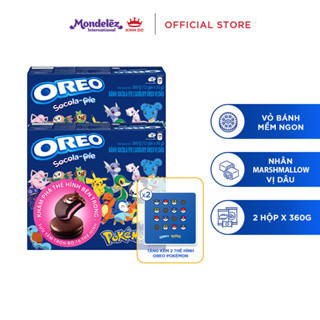 Bánh Oreo Pie Pokémon Dâu, Combo 2 Hộpx360G (Tặng 2 Thẻ Hình Pokémon)