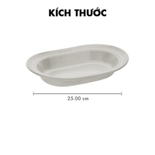 Đĩa gốm sứ oval cao cấp STAUB 25cm (màu trắng truffle/Hoa anh đào)
