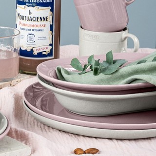 Đĩa gốm sứ oval cao cấp STAUB 25cm (màu trắng truffle/Hoa anh đào)