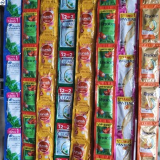 72 gói dầu gội dây đủ các loại clear, dove, rejoice, sunsilk, romano,xmen, head and shoulder...