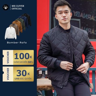 Áo khoác Bomber Rafa màu Đen MK CLEVER. Chất vải gió 3 lớp, lót trần trám dày dặn, lên form đẹp