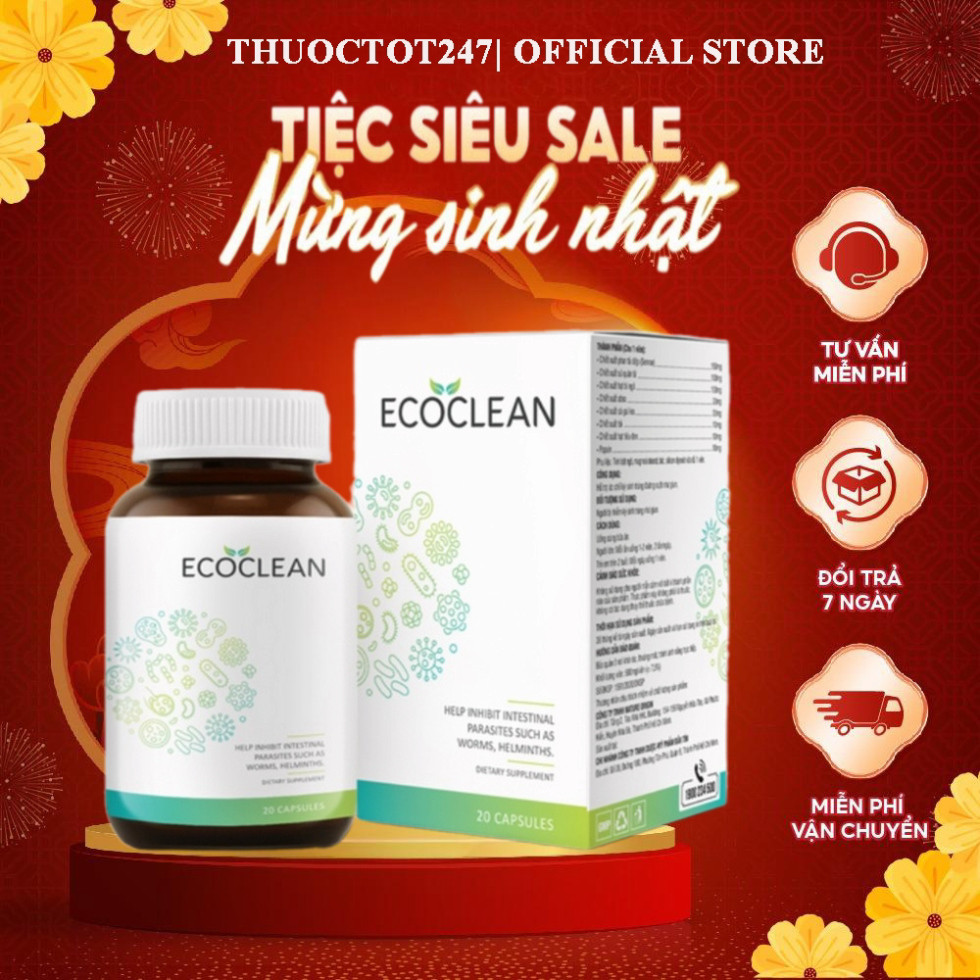 Viên Uống ECOCLEAN Hộp 20 viên - giúp ức chế ký sinh trùng đường ruột