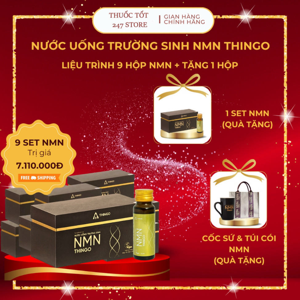 Nước uống trường sinh NMN Thingo ,trẻ hóa làn da, tăng cường sức khỏe, 1 hộp 10 chaix50ml