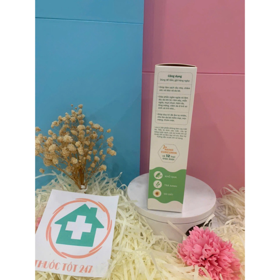 Nước tắm Kutieskin, nước tắm gội thảo dược cho bé, Sữa tắm cho bé - Ngừa rôm sảy, mẩn ngứa, mụn nhọt,  da cho bé