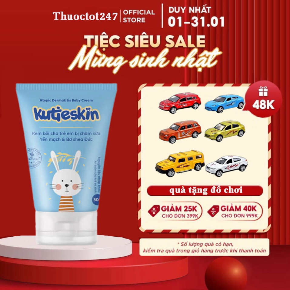 KUTIESKIN kem bôi chàm sữa cho bé, lác sữa giúp giảm ngứa, cải thiện bong tróc da, dưỡng ẩm sâu cho da