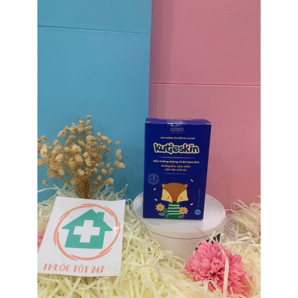 KUTIESKIN Kem bôi dưỡng ẩm mềm da cho trẻ sơ sinh và trẻ nhỏ, dầu hướng dương, bơ shea đức, tuýp 30g_ CHÍNH HÃNG