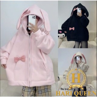  Áo khoác hoodie nam nữ chất nỉ ngoại mũ 2 lớp Tai Thỏ Dài   Tặng Kèm Nơ  siêu xinh siêu hottrend 2024 HARIQUEEN 