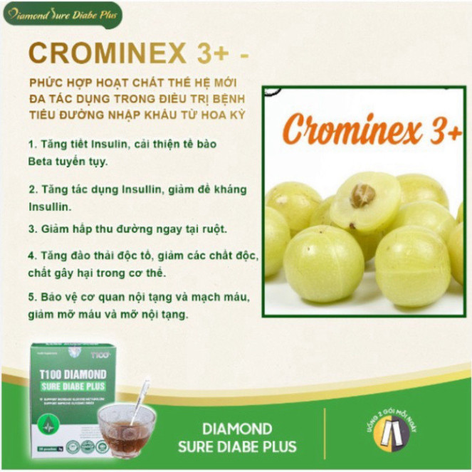 T100 Diamond Sure Diabe Plus - Hỗ Trợ Cải Thiện Chỉ Số Đường Huyết