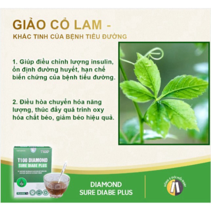 T100 Diamond Sure Diabe Plus - Hỗ Trợ Cải Thiện Chỉ Số Đường Huyết