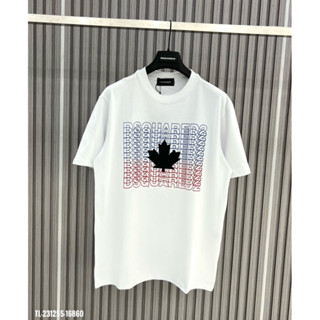 Áo Cộc Tay Nam Nữ In Chữ DSQ2 Nháy Xanh Đỏ Hình Lá Phong Đen Trắng - Áo Phông Boy Phố Đi Cháy Cực Chất MAT 089