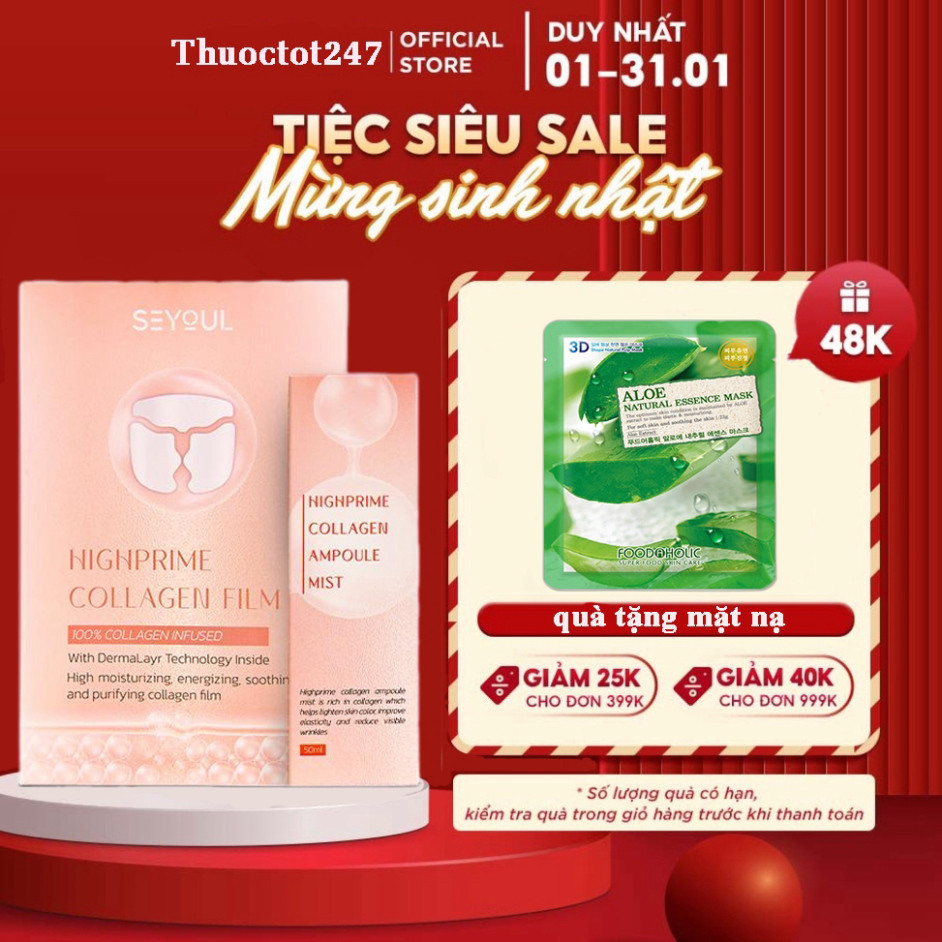 Mặt Nạ Thuỷ Phân SEYOUL Chống Lão Hoá Làm Chậm Quá Trình Lão Hoá Ngăn Ngừa Nếp Nhăn Chai xịt mist 50ml + 10 miếng/hộp