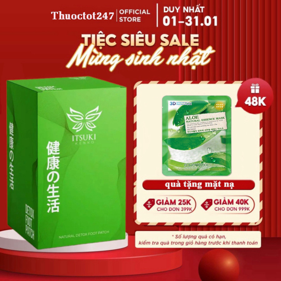 Miếng dán thải độc chân Itsuki Kenko Nhật Bản - Hộp 40 miếng
