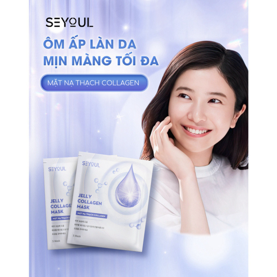 Mặt nạ thạch Collagen Seyoul Hàn Quốc, Jelly Collagen Mask Dưỡng Trắng Cấp ẩm Da Căng Bóng Mịn Màng 1 Hộp x 5 miếng