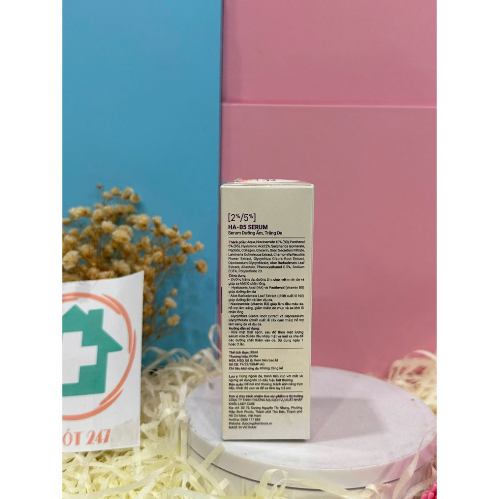 Serum Dưỡng Ẩm Nuôi Dưỡng Làn Da Trắng Hồng BORA HA-B5 Lọ 30ml