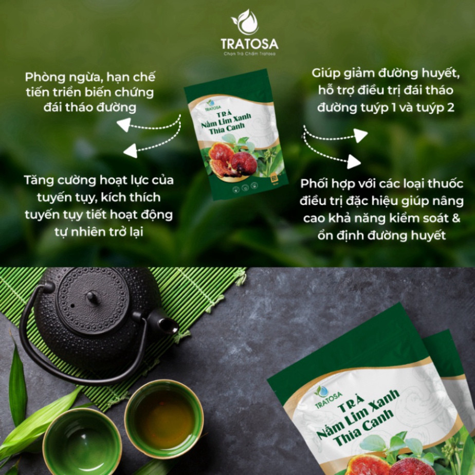 Trà Nấm Lim Xanh Thìa Canh Tratosa - Trà Hỗ Trợ Giảm Tiểu Đường Và Ổn Định Đường Huyết Chính Hãng- Mẫu Mới Nâng cấp