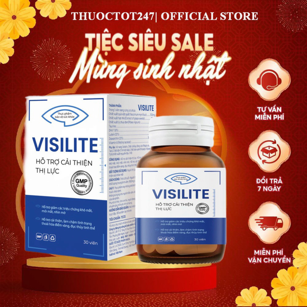 Viên Uống Visilite bổ mắt Hỗ Trợ Cải Thiện Thị Lực - Hộp 30 viên