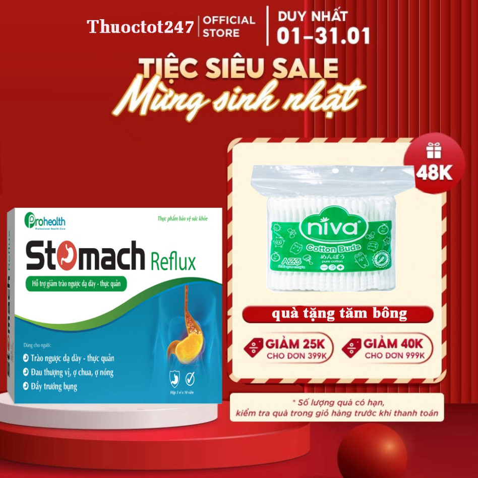 Viên uống dạ dày STOMACH REFLUX, giảm trào ngược dạ dày, thực quản, đau thượng vị, ợ hơi, đầy trướng bụng