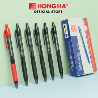 Hộp 12 bút Semi Gel 0.7mm nét viết êm trơn, mực liên tục Hồng Hà (2600) .