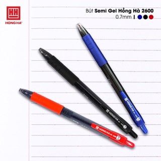  Hộp 12 bút Semi Gel 0.7mm nét viết êm trơn mực liên tục Hồng Hà  2600  . 