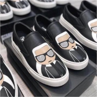  Giày Lười Nam S.li.pon K.a.r.l Da PU Đế Cao Su Non Cao Cấp Thêu Hoạ Tiết Người Đeo Kính Phong Cách Boy Phố Hàng có sẵn 