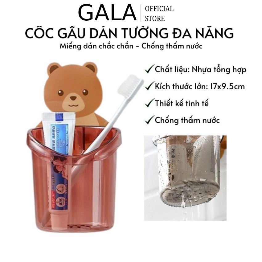Cốc gấu dán tường đựng bàn chải kệ để bàn chải đánh răng dán tường siêu chắc chắn Kệ đựng bàn chải d