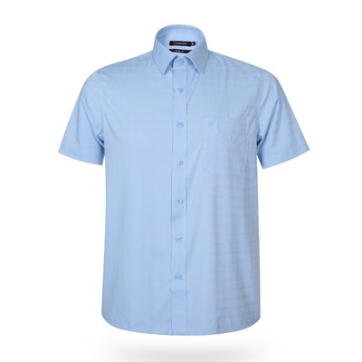 Áo sơ mi nam tay ngắn KHATOCO form Tailor Fit lai ngang họa tiết mã A1MN468T2-CNMK521-2605-N