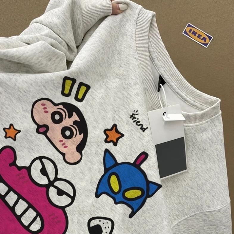 Áo nỉ dài tay cổ tròn màu xám ghi local brand áo sweater form rộng mùa đông  thu thời trang nữ Hàn Quốc SHIN AP UT