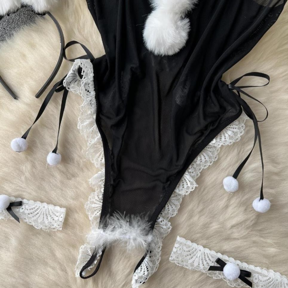 Set cosplay thỏ bông trắng sexy gợi cảm bodysuit đồ ngủ liền thân bunny đen xẻ đáy quyến rũ JS52 Bộ ngủ cosplay chị Hằng | BigBuy360 - bigbuy360.vn